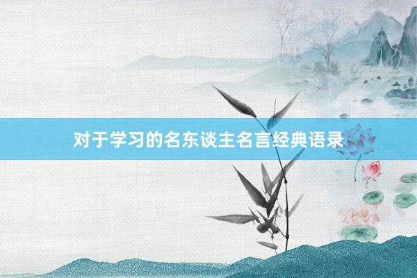 对于学习的名东谈主名言经典语录